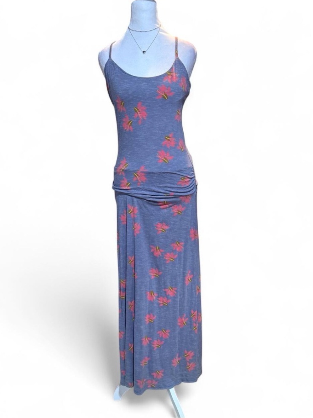 Horny Toad Long Island Maxi Dress Floral Size Small Drop Waist Built In Bra
